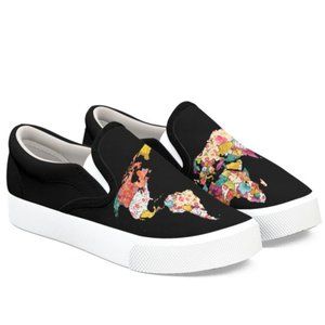 World Map Bucket Feet Shoes